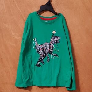 Falls Creek Kids Dinosaur T-Rex Christmas Long Sleeved T-shirt Size 8M